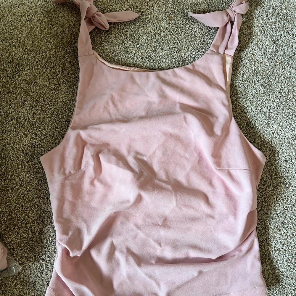 Cider Medium Light Pink Tie Strap Tank Top Y2K style